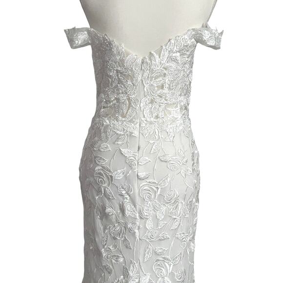LULUS Precious Romance White Embroidered Off-the-Shoulder Maxi Dress-Size 8 - Picture 7 of 10